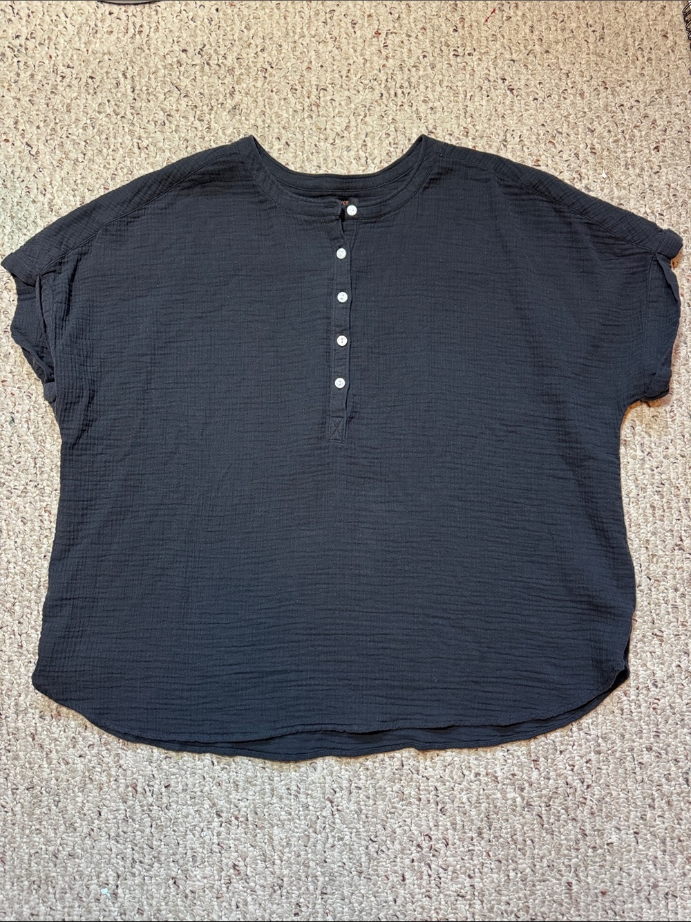 Quince Black 100% Cotton Gauze Roll Sleeve Shirt Womens 2XL